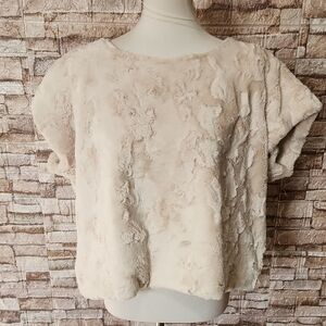 Maeve By Anthropologie Faux Fur  Women's Cream  Top